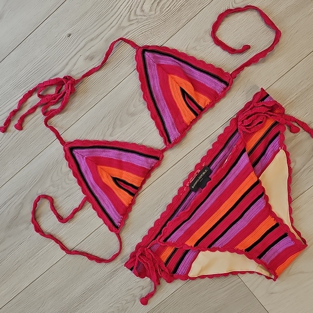 Banana Republic Boho Festival‎ Crochet Lined Tie Bikini Set, Medium